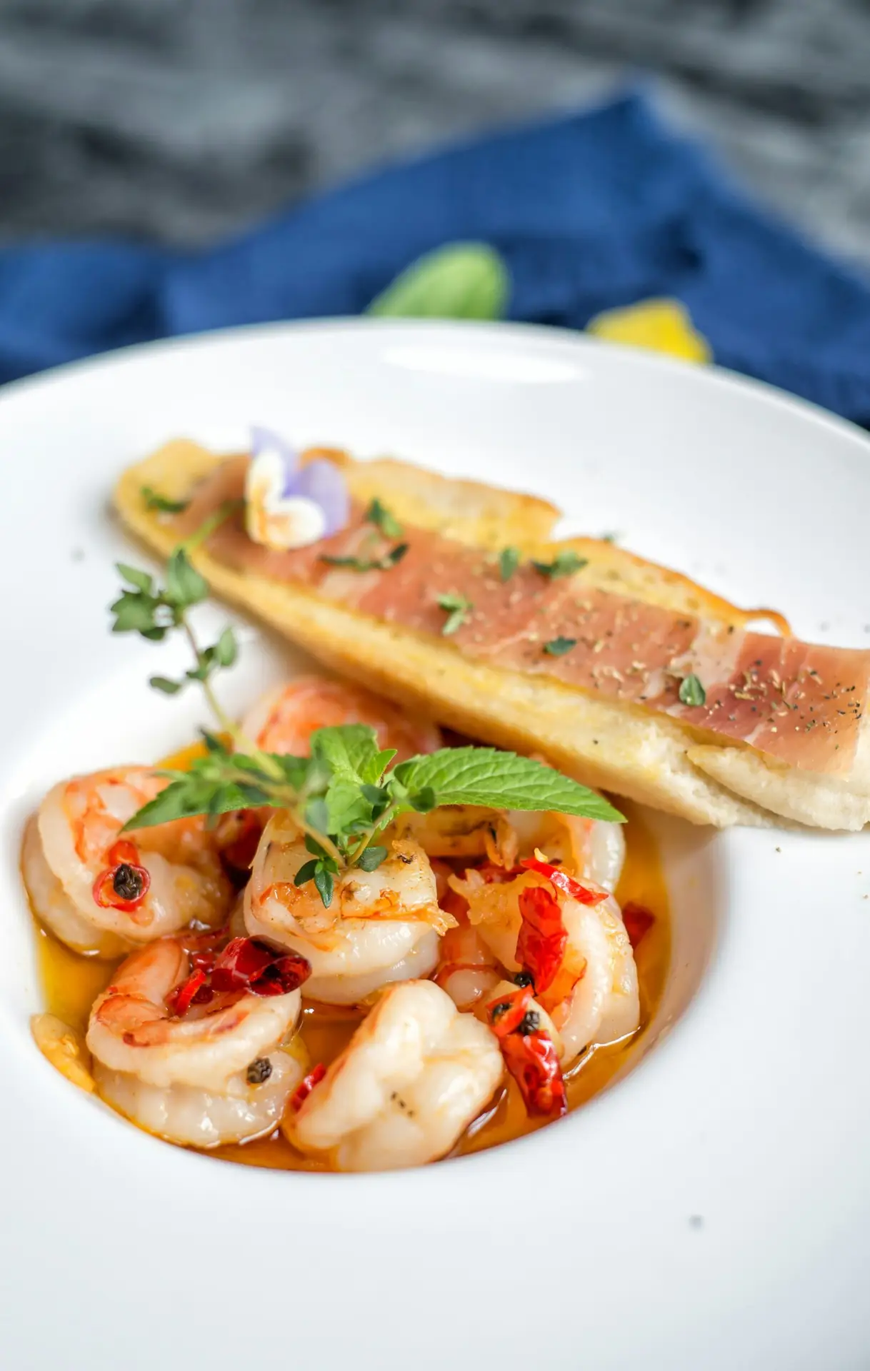 cooked prawns in white bowl